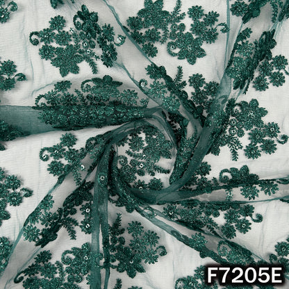 Thread Sequins Embroidered Net Fabric - F7205