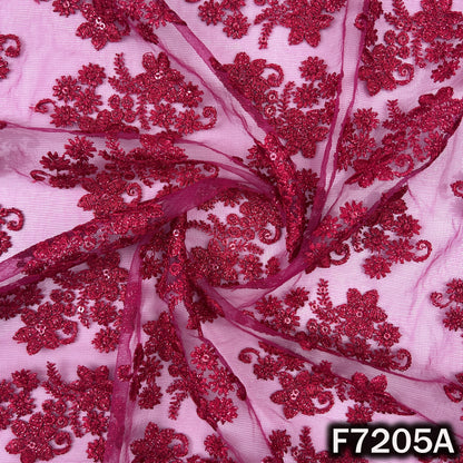 Thread Sequins Embroidered Net Fabric - F7205