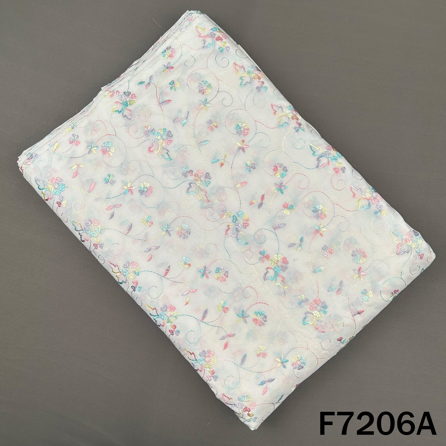 Thread Embroidered Cotton Fabric - F7206