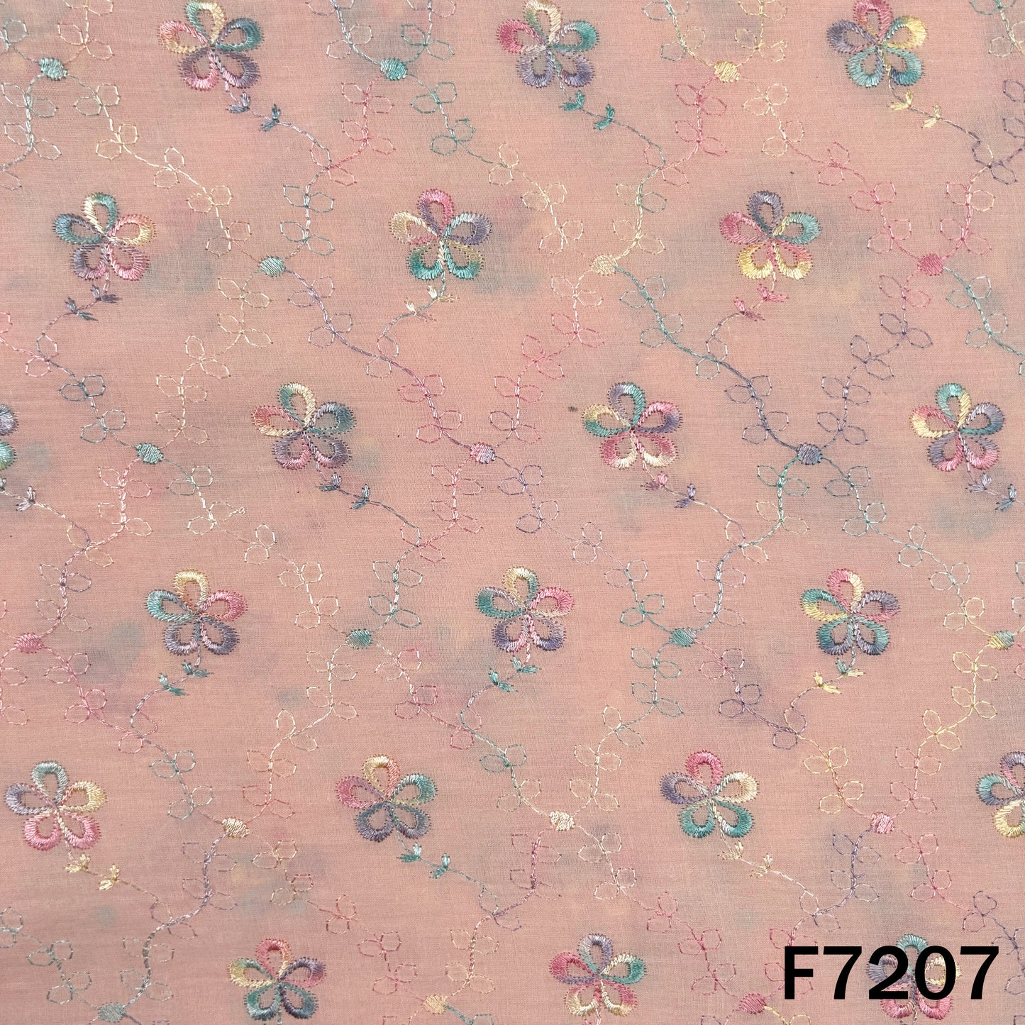 Thread Embroidered Cotton Fabric - F7207