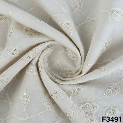 Thread Sequins Embroidered Kora Cotton FAbric-F3491
