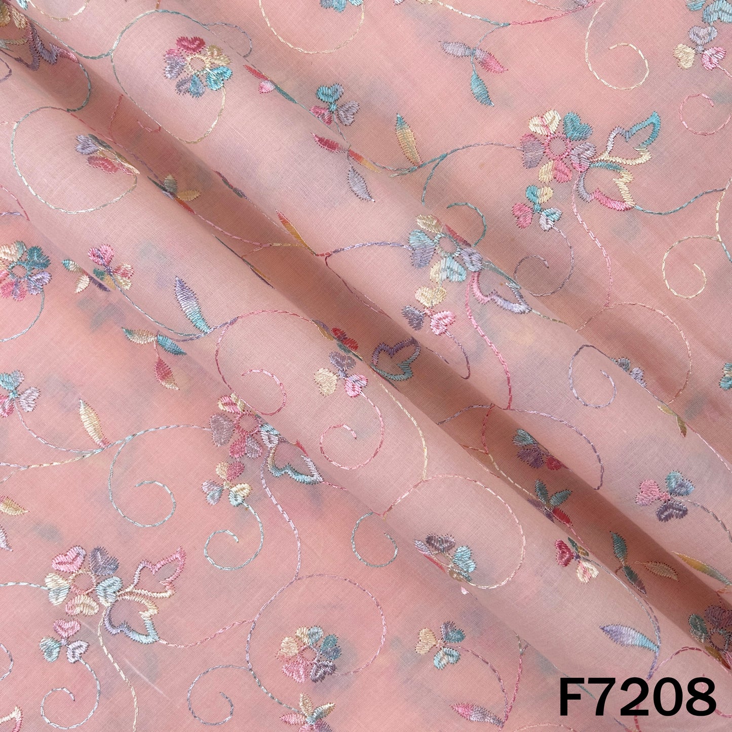 Thread Embroidered Cotton Fabric - F7208