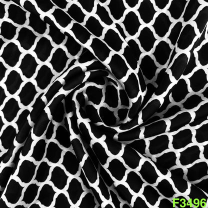 Printed Satin Georgette Fabric-F3496