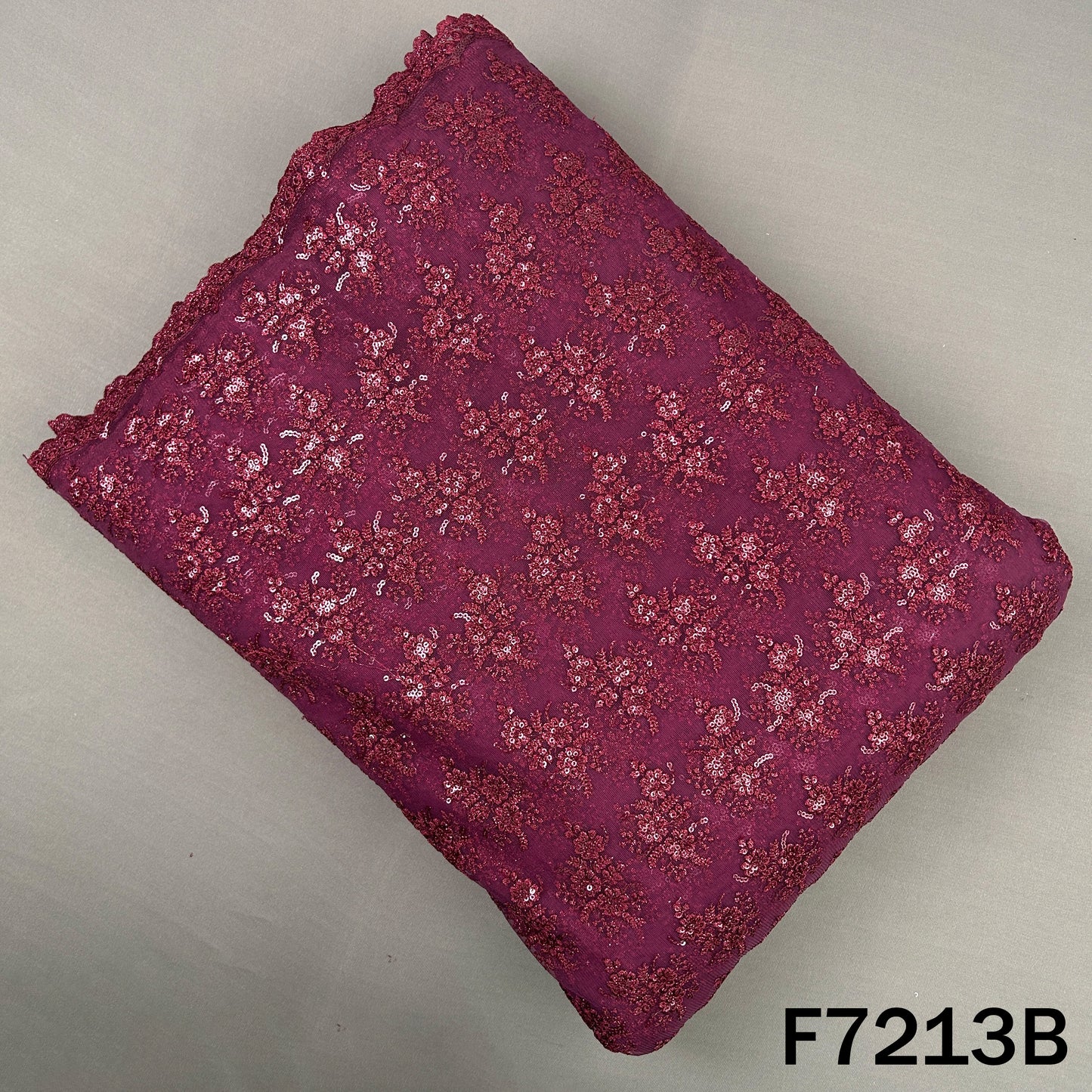 Thread Sequins Embroidered Net Fabric - F7213