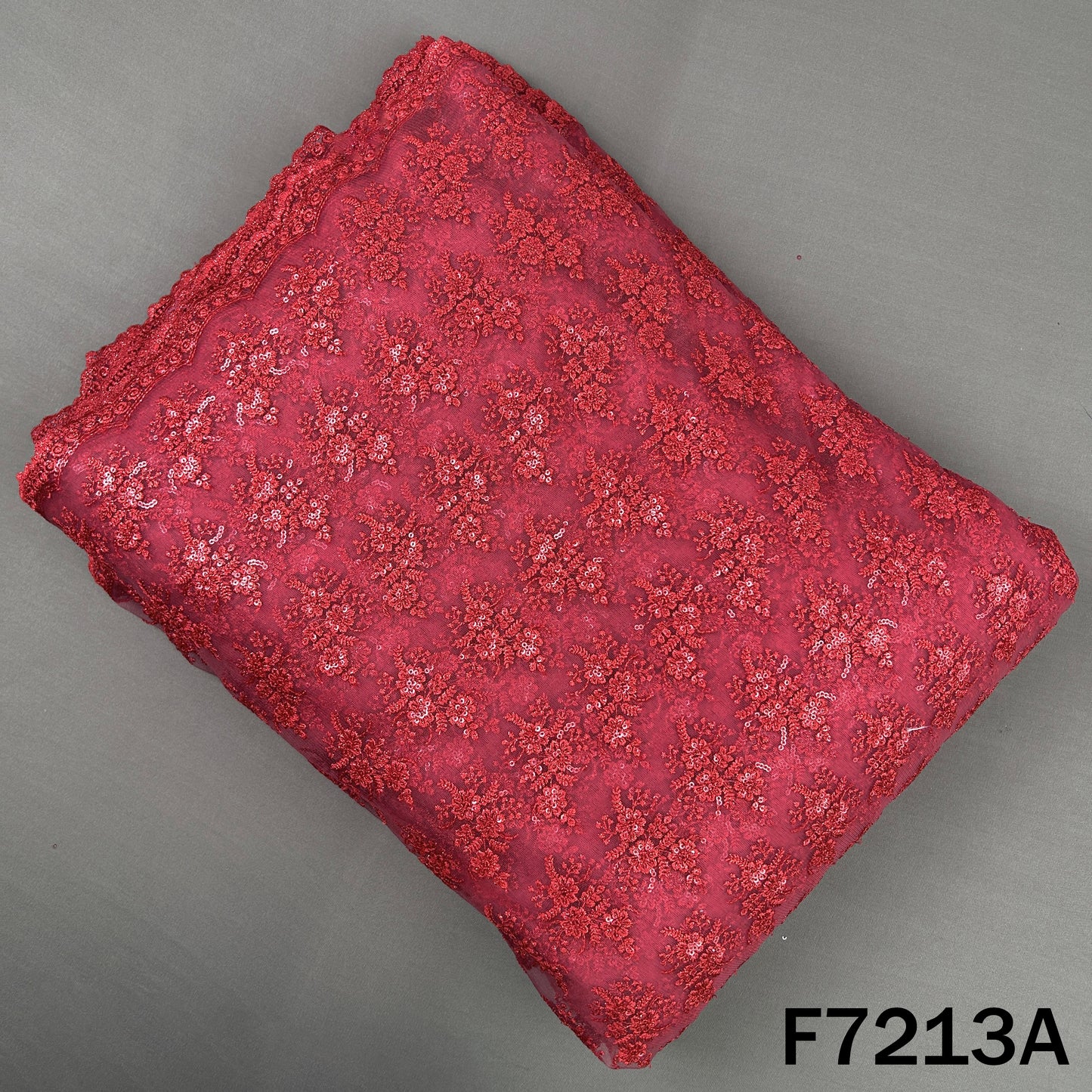 Thread Sequins Embroidered Net Fabric - F7213