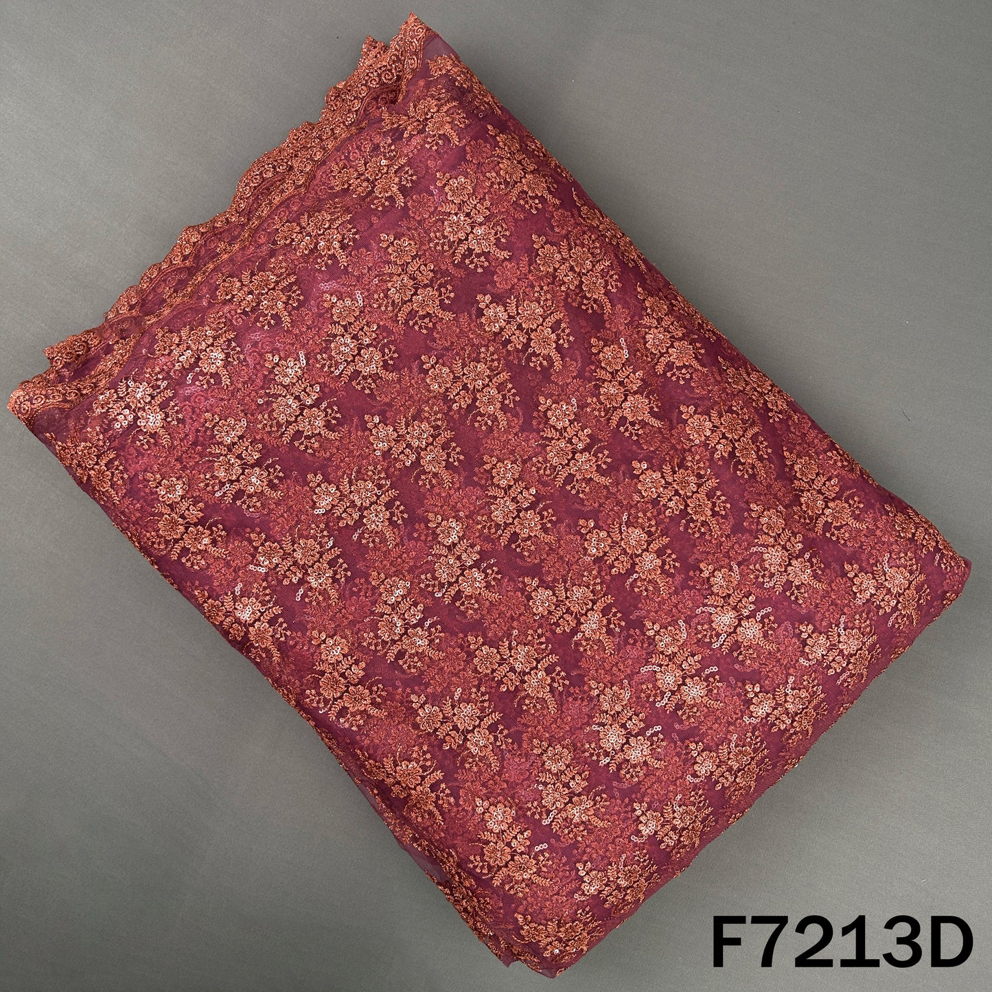 Thread Sequins Embroidered Net Fabric - F7213