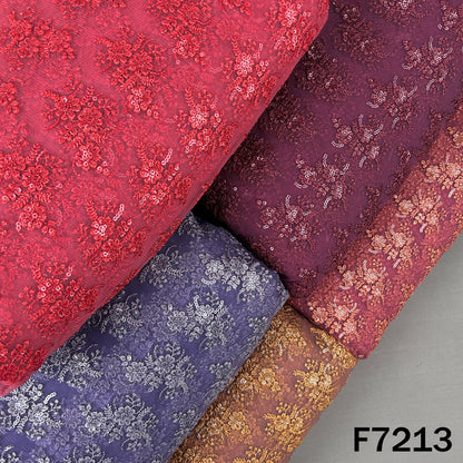 Thread Sequins Embroidered Net Fabric - F7213