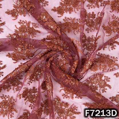 Thread Sequins Embroidered Net Fabric - F7213