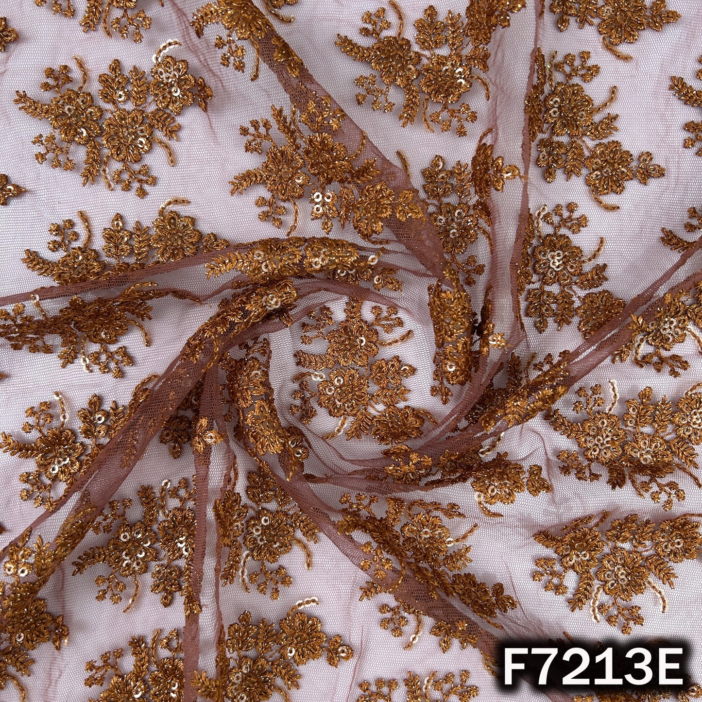 Thread Sequins Embroidered Net Fabric - F7213