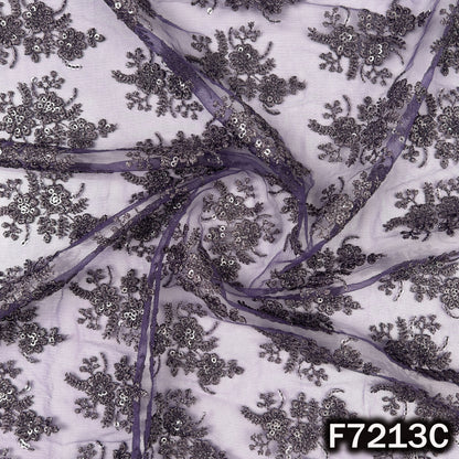 Thread Sequins Embroidered Net Fabric - F7213