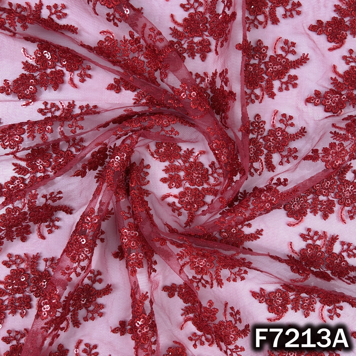Thread Sequins Embroidered Net Fabric - F7213