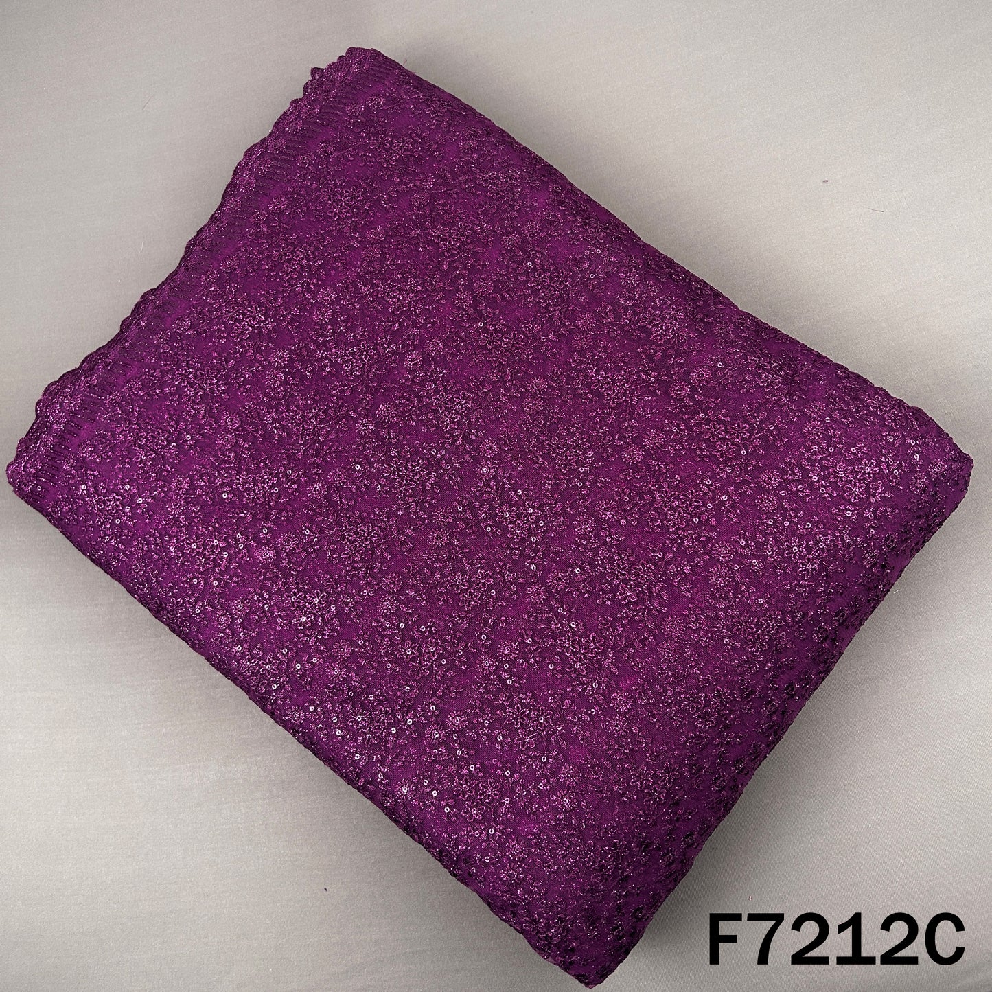 Thread Sequins Embroidered Net Fabric - F7212