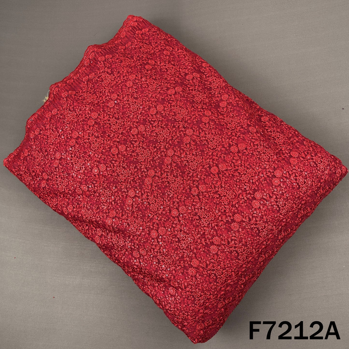 Thread Sequins Embroidered Net Fabric - F7212