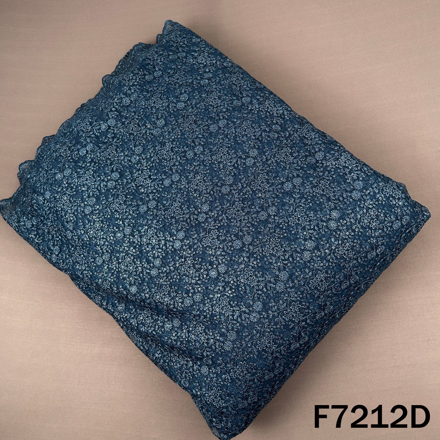 Thread Sequins Embroidered Net Fabric - F7212