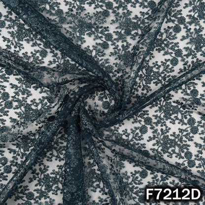 Thread Sequins Embroidered Net Fabric - F7212