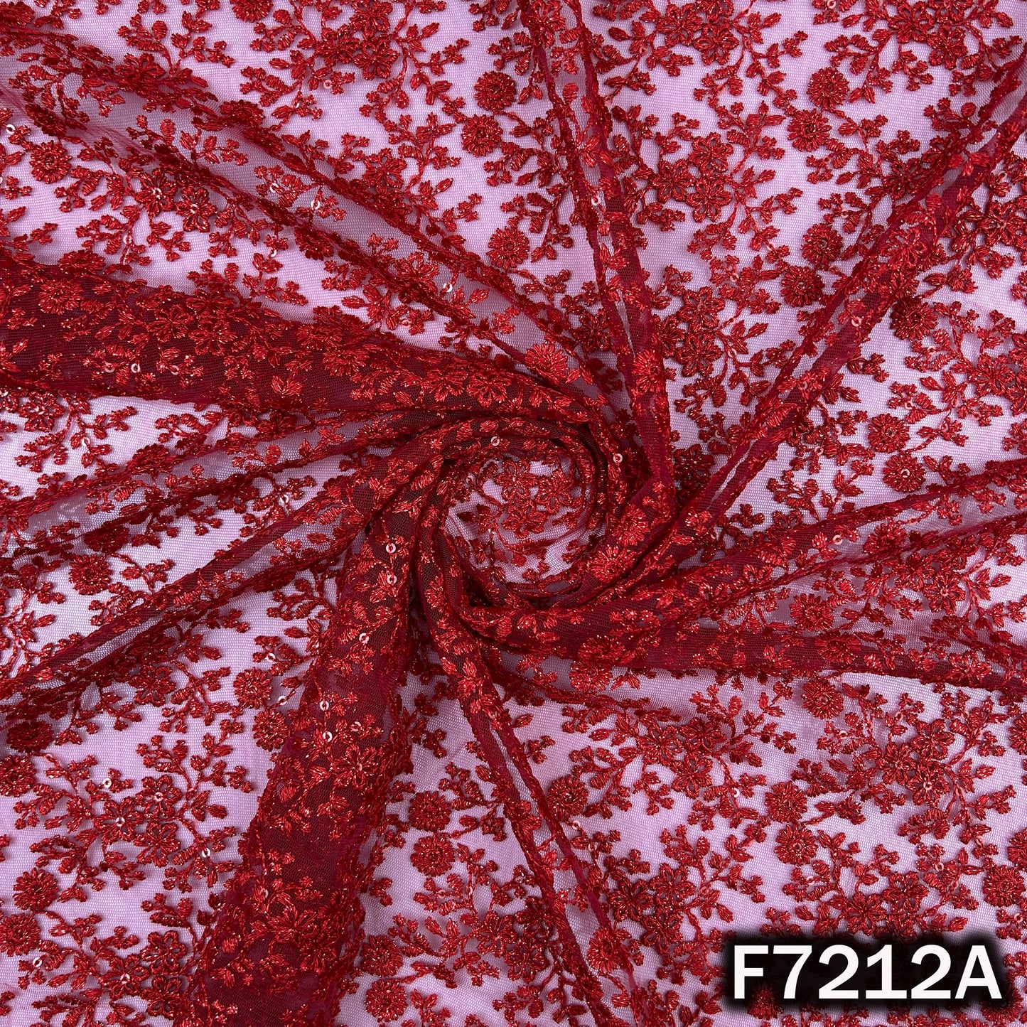 Thread Sequins Embroidered Net Fabric - F7212