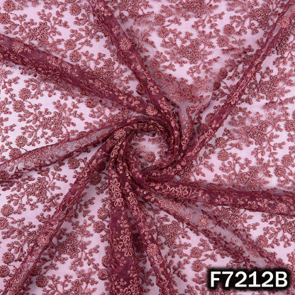Thread Sequins Embroidered Net Fabric - F7212
