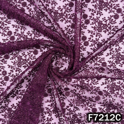 Thread Sequins Embroidered Net Fabric - F7212