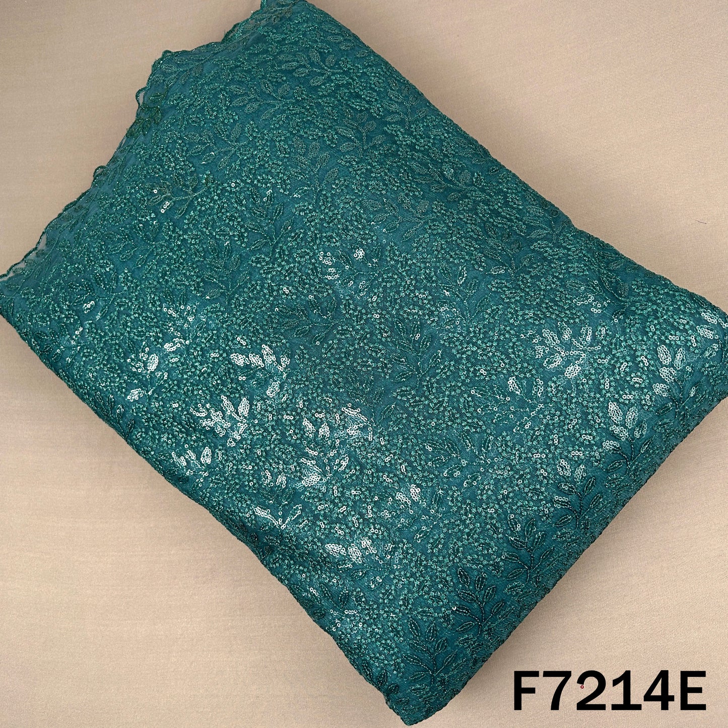 Thread Sequins Embroidered Net Fabric - F7214