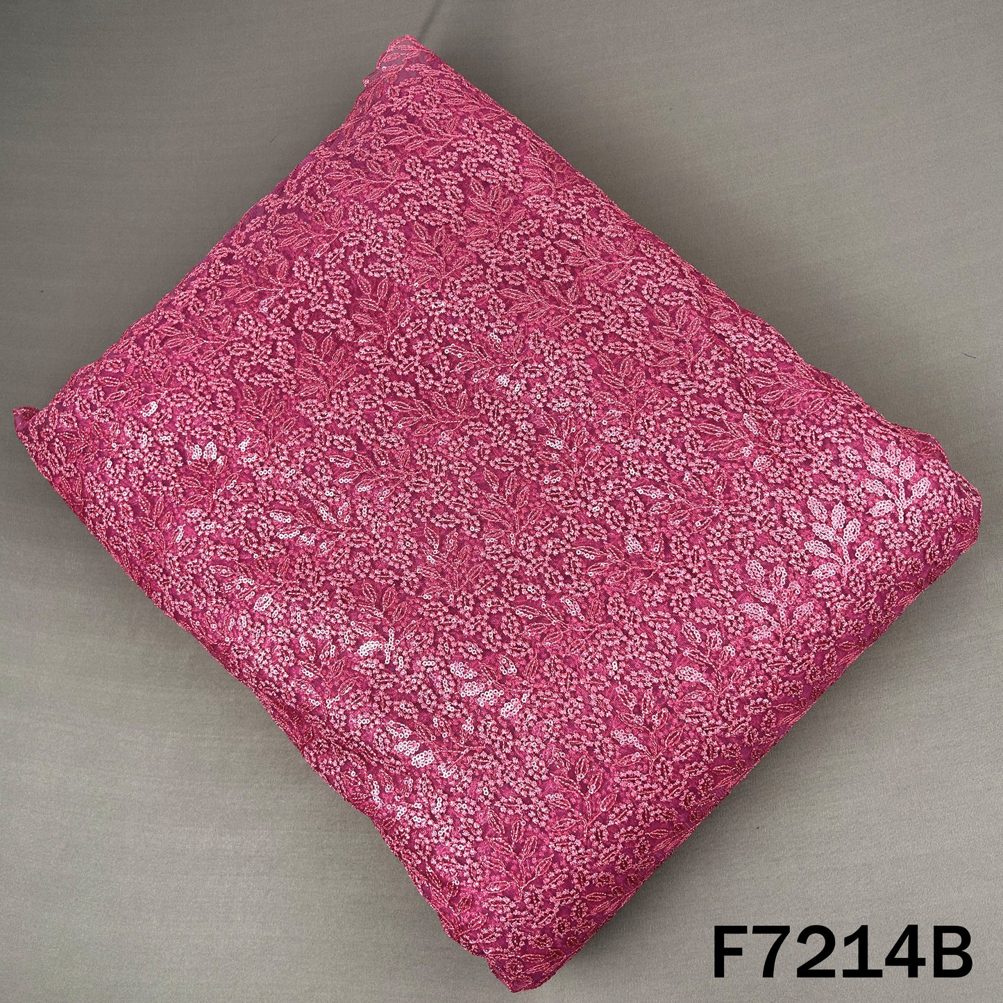 Thread Sequins Embroidered Net Fabric - F7214