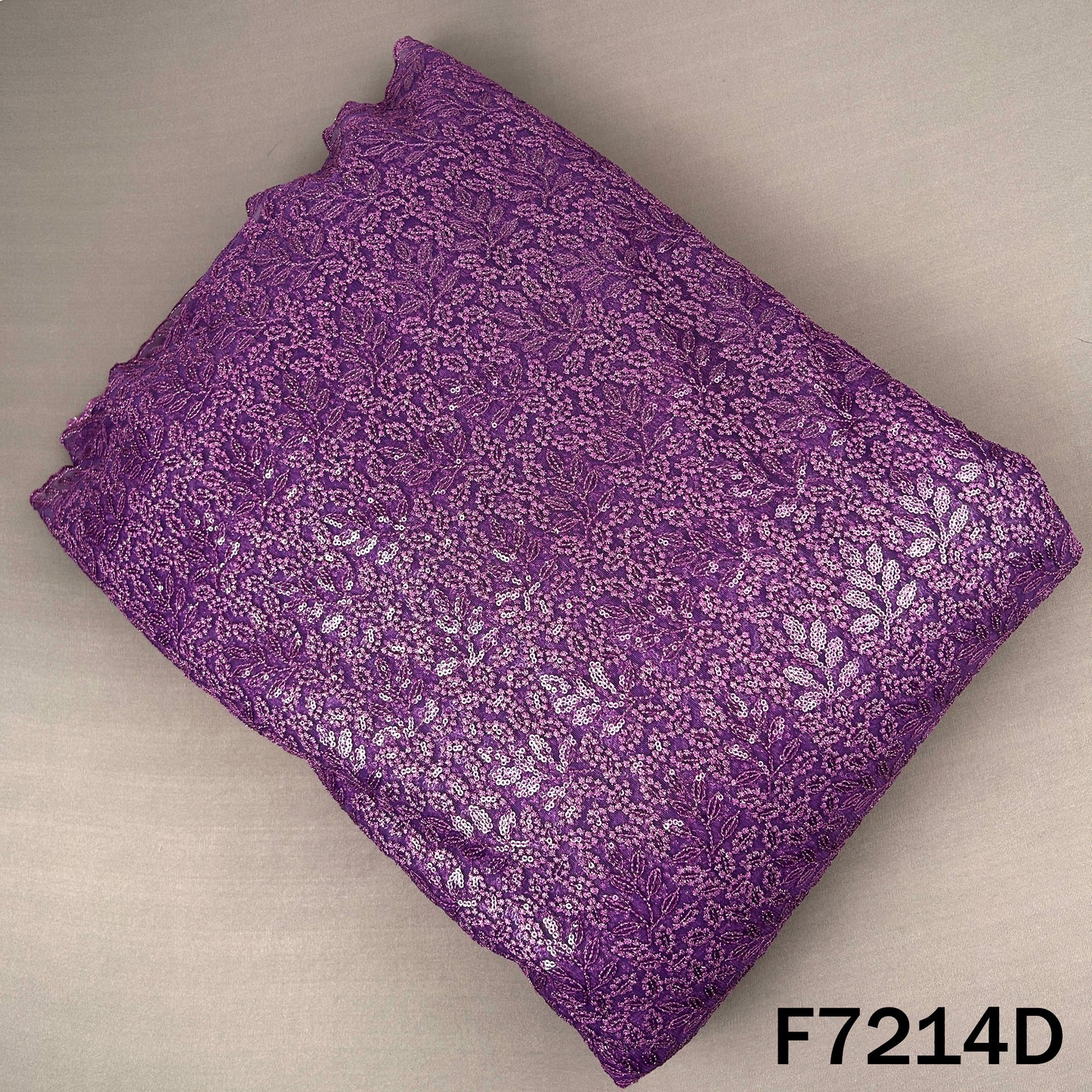 Thread Sequins Embroidered Net Fabric - F7214