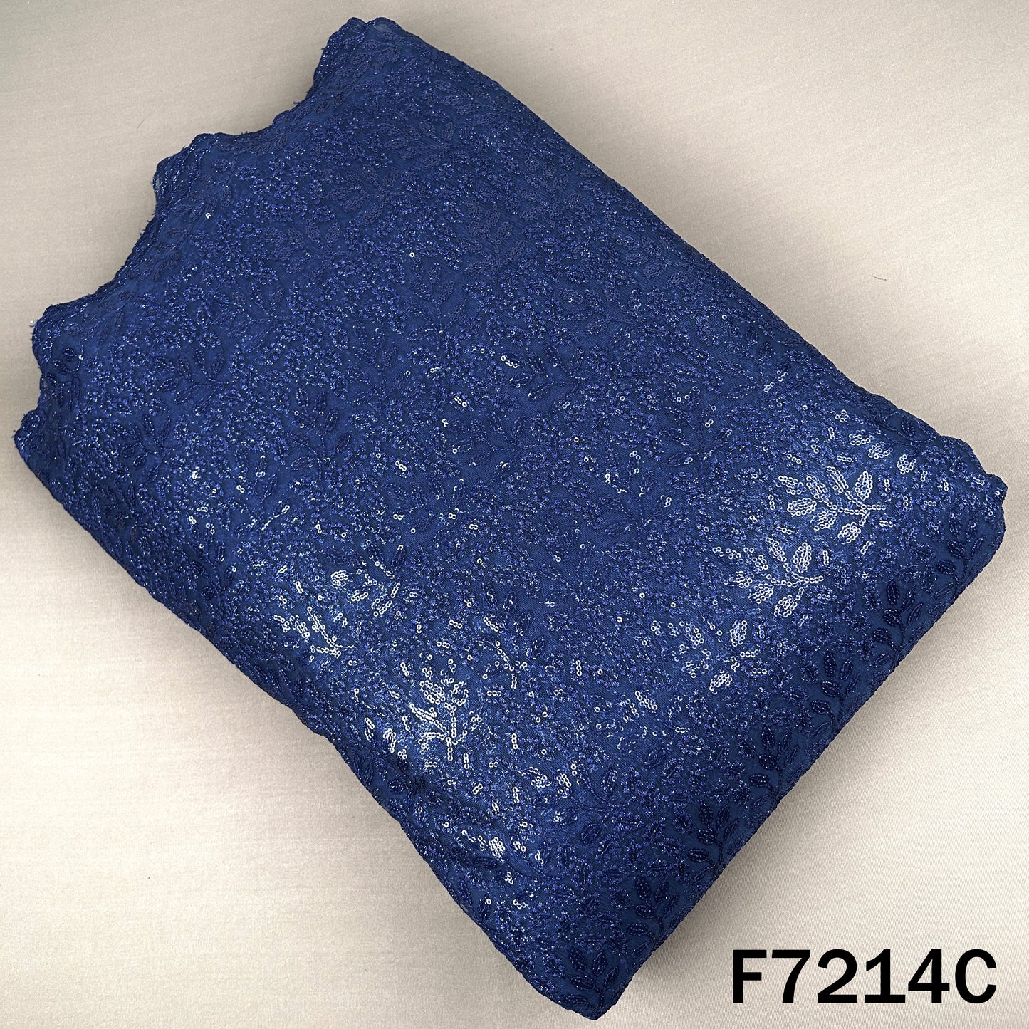Thread Sequins Embroidered Net Fabric - F7214