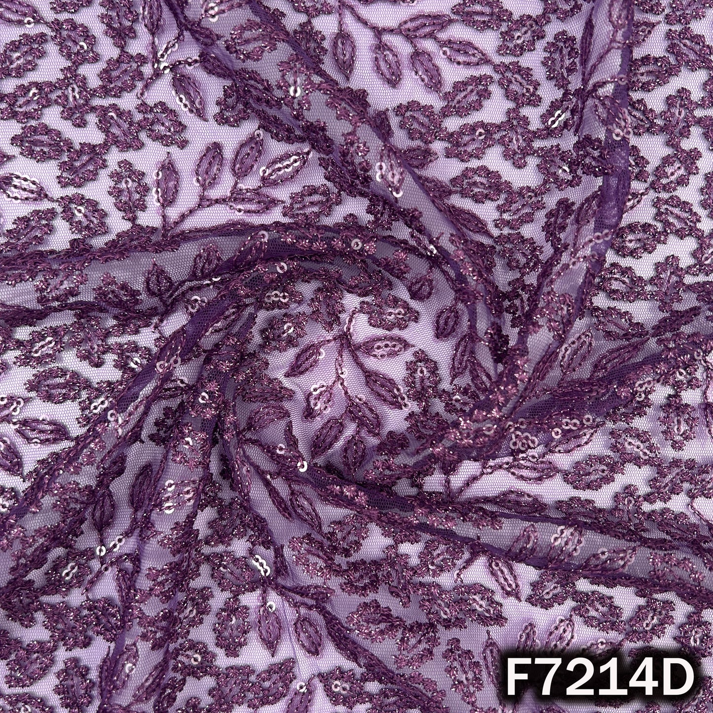 Thread Sequins Embroidered Net Fabric - F7214