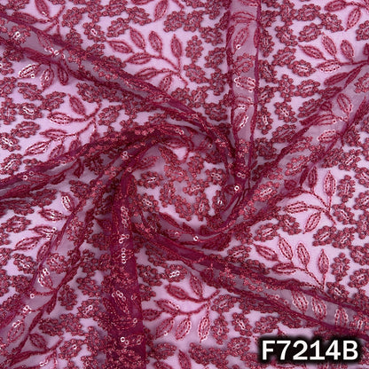 Thread Sequins Embroidered Net Fabric - F7214