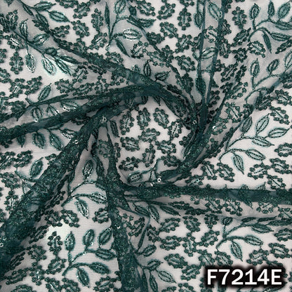 Thread Sequins Embroidered Net Fabric - F7214