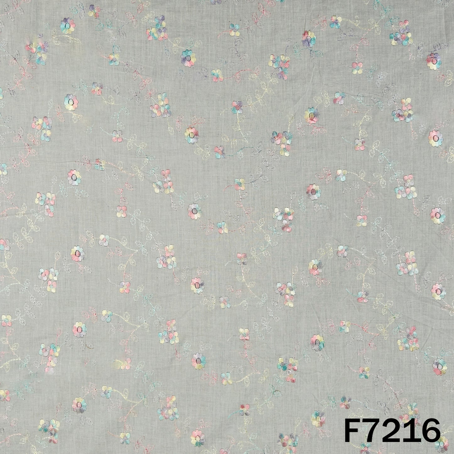 Thread Embroidered Cotton Fabric - F7216