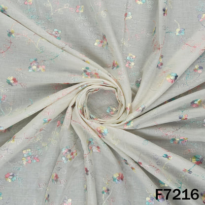 Thread Embroidered Cotton Fabric - F7216