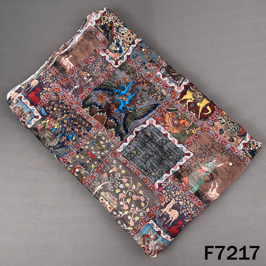 Digital Print Pasted Sequins Chinnon Chiffon Fabric - F7217