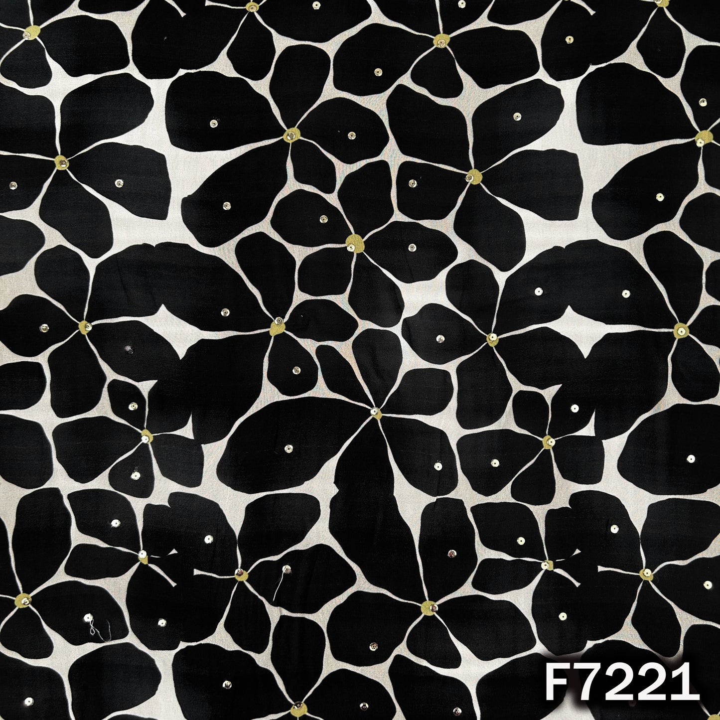 Printed Pasted Sequins Georgette Fabric - F7221