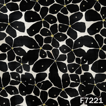 Printed Pasted Sequins Georgette Fabric - F7221