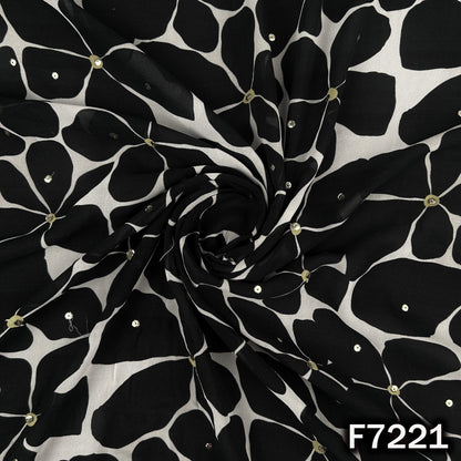 Printed Pasted Sequins Georgette Fabric - F7221