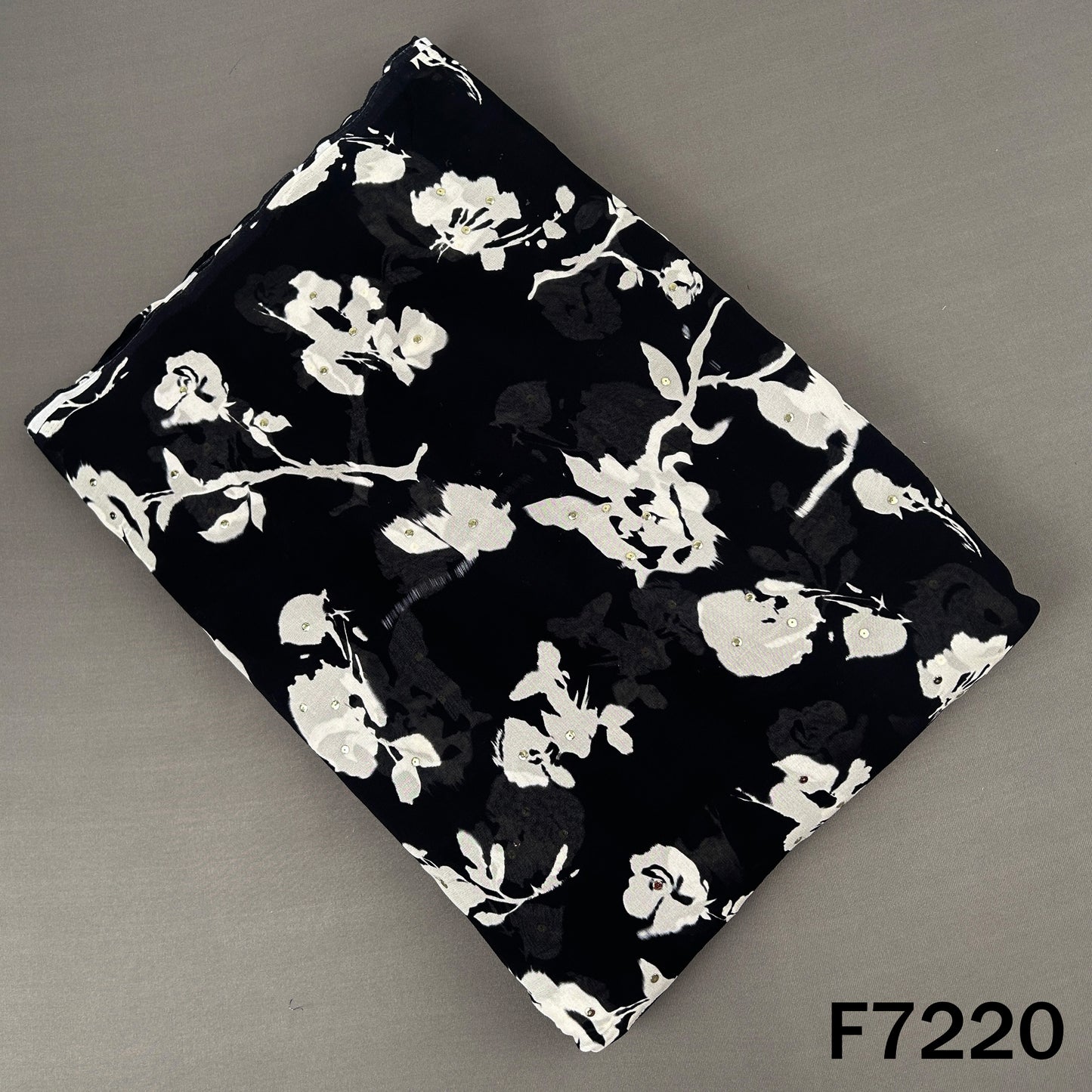Printed Pasted Sequins Georgette Fabric - F7220