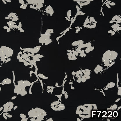 Printed Pasted Sequins Georgette Fabric - F7220