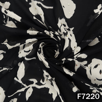 Printed Pasted Sequins Georgette Fabric - F7220