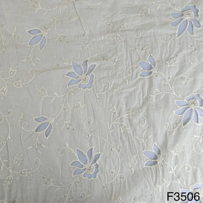 Thread Sequins Embroidered Kora Cotton Fabric-F3506