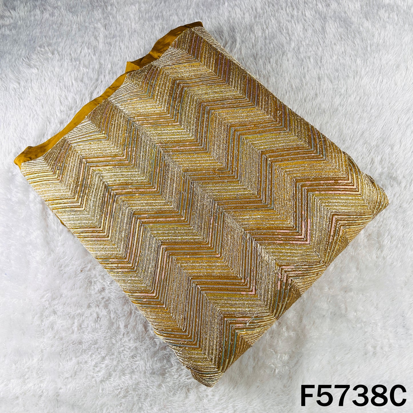Zari Sequins Embroidered Crepe Fabric - F5738