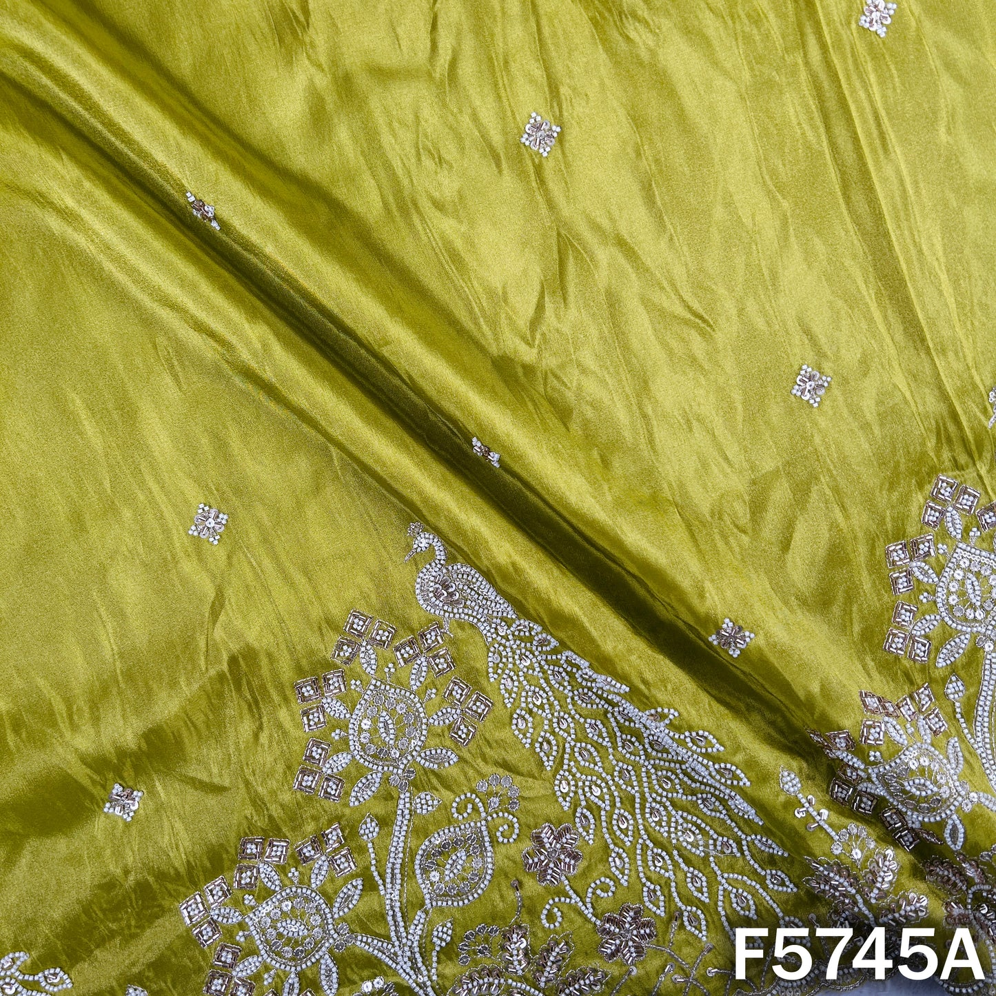 Cut Dana Zari Sequins Embroidered Shimmer Tissue Fabric - F5745