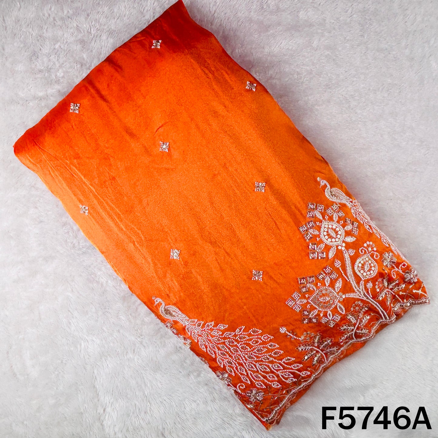 Cut Dana Zari Sequins Embroidered Shimmer Tissue Fabric - F5746