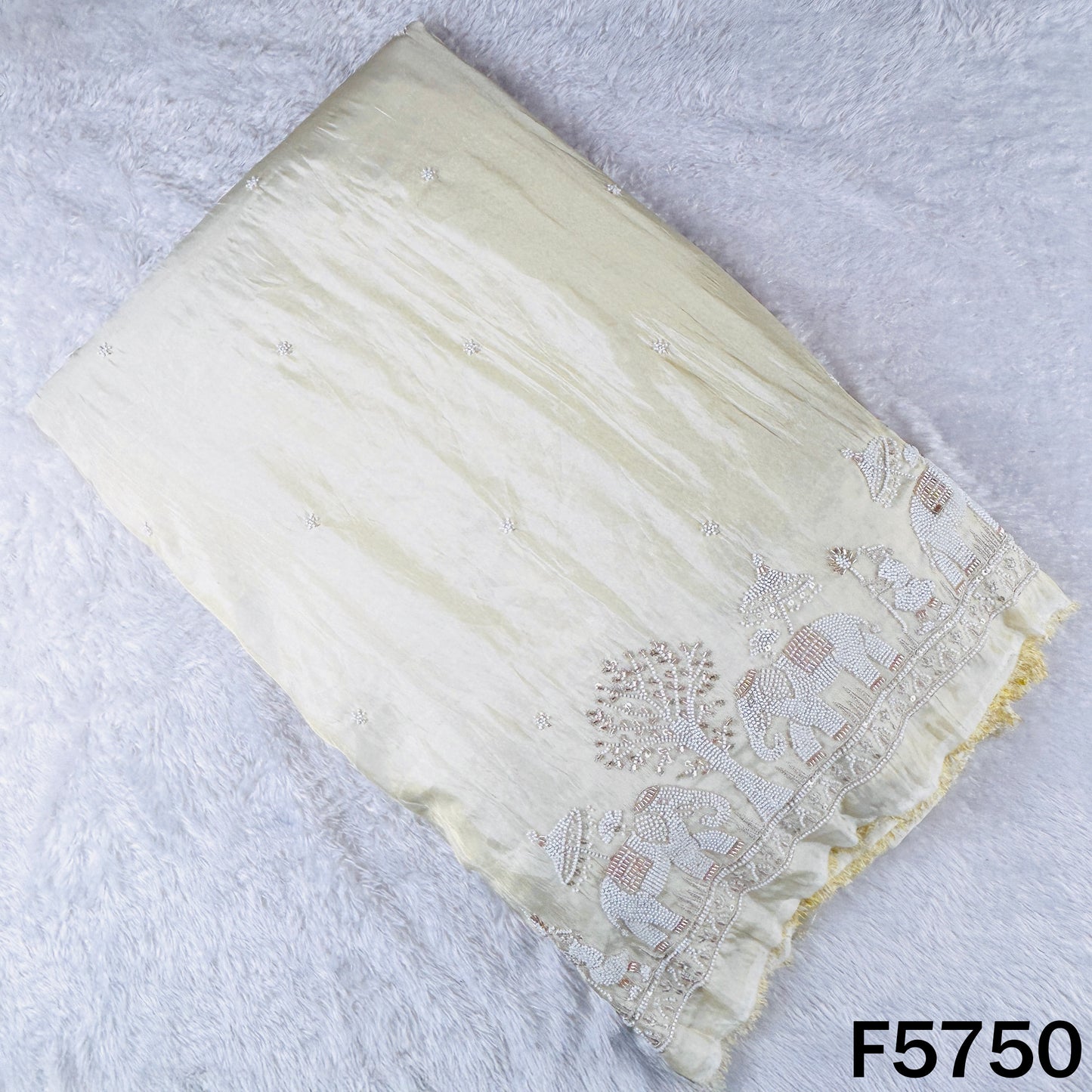 Dyeable Cut Dana Zari Sequins Work Shimmer Tissue Fabric - F5750