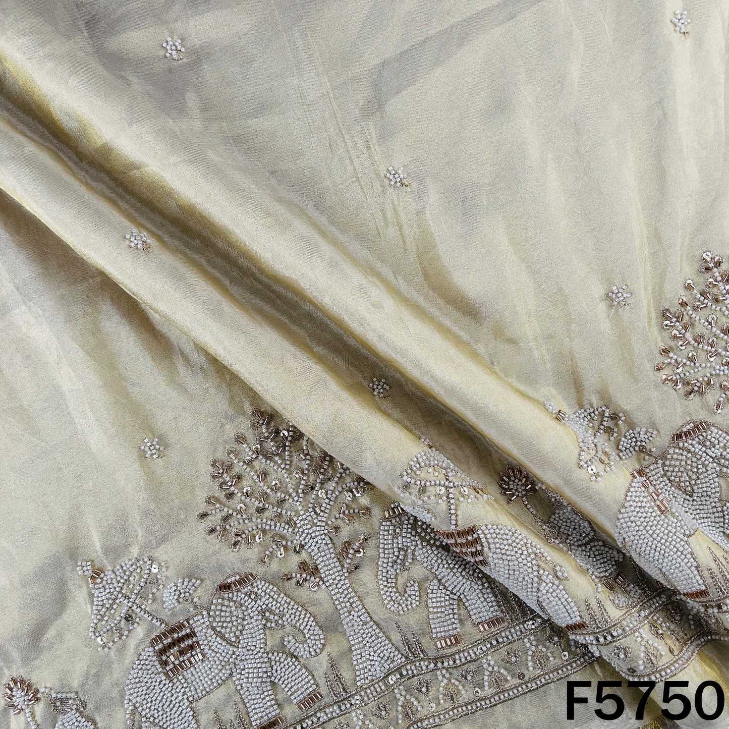 Dyeable Cut Dana Zari Sequins Work Shimmer Tissue Fabric - F5750