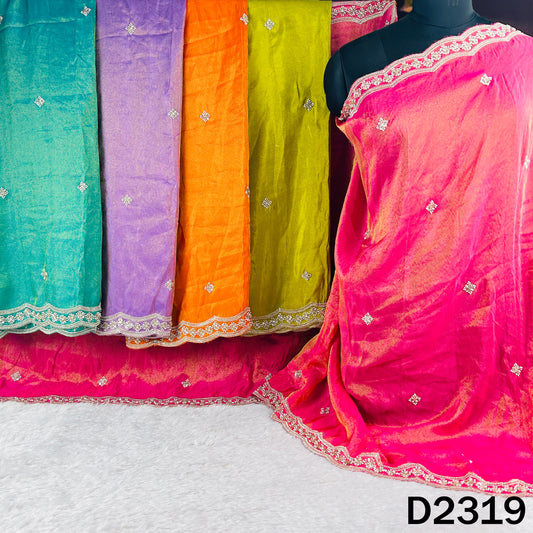 Cut Dana Zari Sequins Shimmer Work Tissue Dupatta - D2319