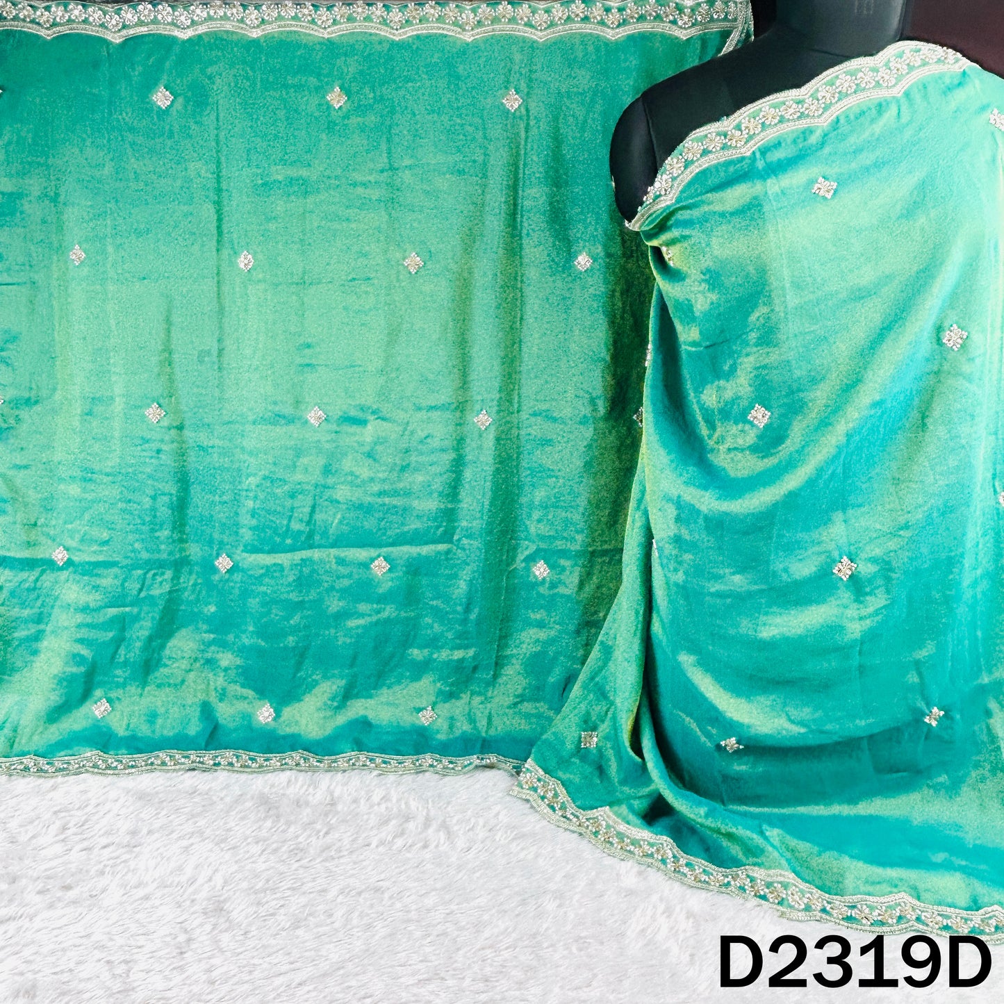 Cut Dana Zari Sequins Shimmer Work Tissue Dupatta - D2319
