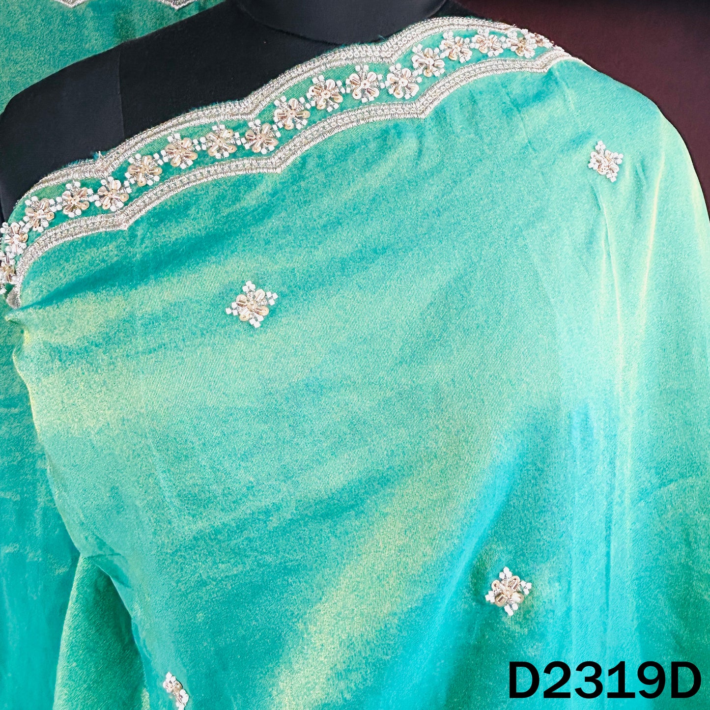 Cut Dana Zari Sequins Shimmer Work Tissue Dupatta - D2319