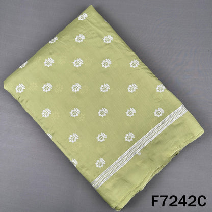 Thread Embroidered Muslin Silk Fabric - F7242