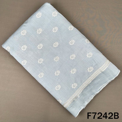 Thread Embroidered Muslin Silk Fabric - F7242
