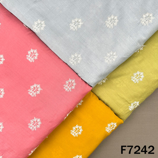 Thread Embroidered Muslin Silk Fabric - F7242